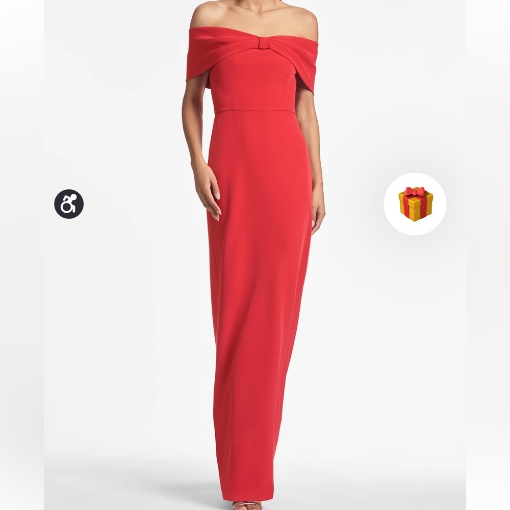 Sachin + Babi Red Julia Gown Off Shoulder Gown